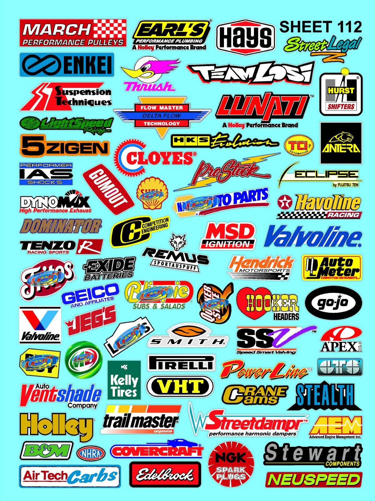 WHITE Vinyl Sticker Sheet 112-R/C MODEL Decal fits 1/10-1/16 Scale MOPARSRACING