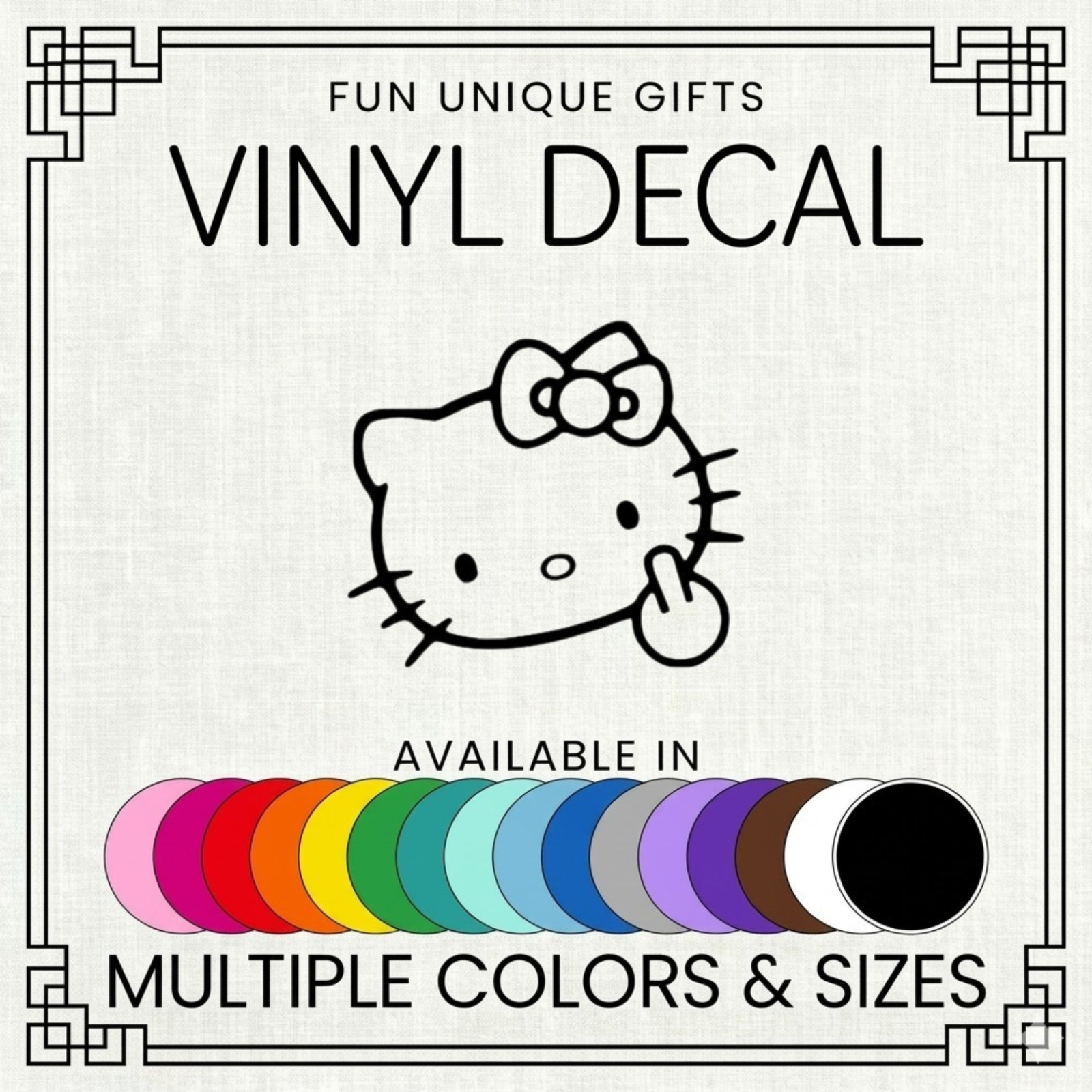 Hello Kitty middle fing Vinyl Decal Sticker -Multiple Colors & Sizes- SHIPS FREE