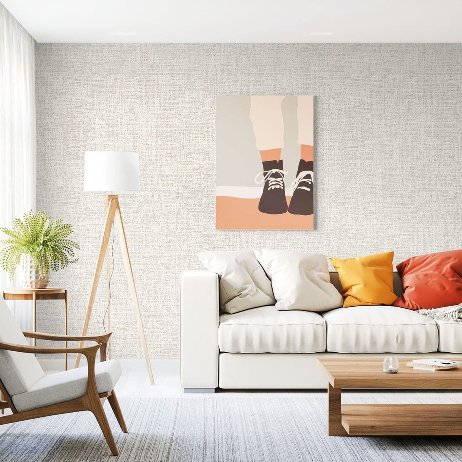 Beige Wallpaper Grasscloth Peel and Stick Wallpaper Contact Paper for Walls 1…