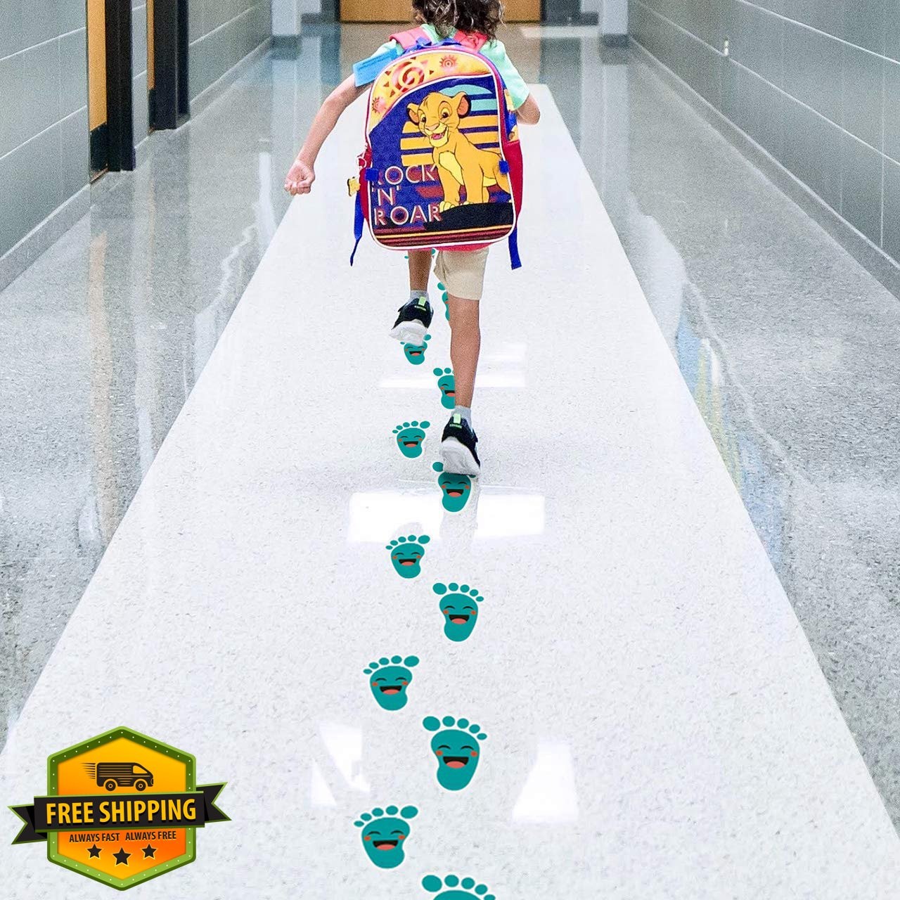 Beautyflier Cyan-Blue Footprint Floor Stickers