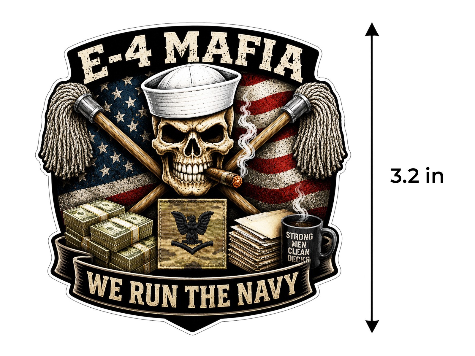 Navy E-4 Mafia Decal Sticker Weather Resistant Window Car Laptop Tumbler
