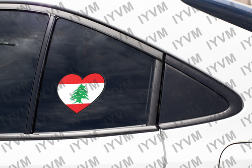 Lebanon Flag Heart Sticker Decal