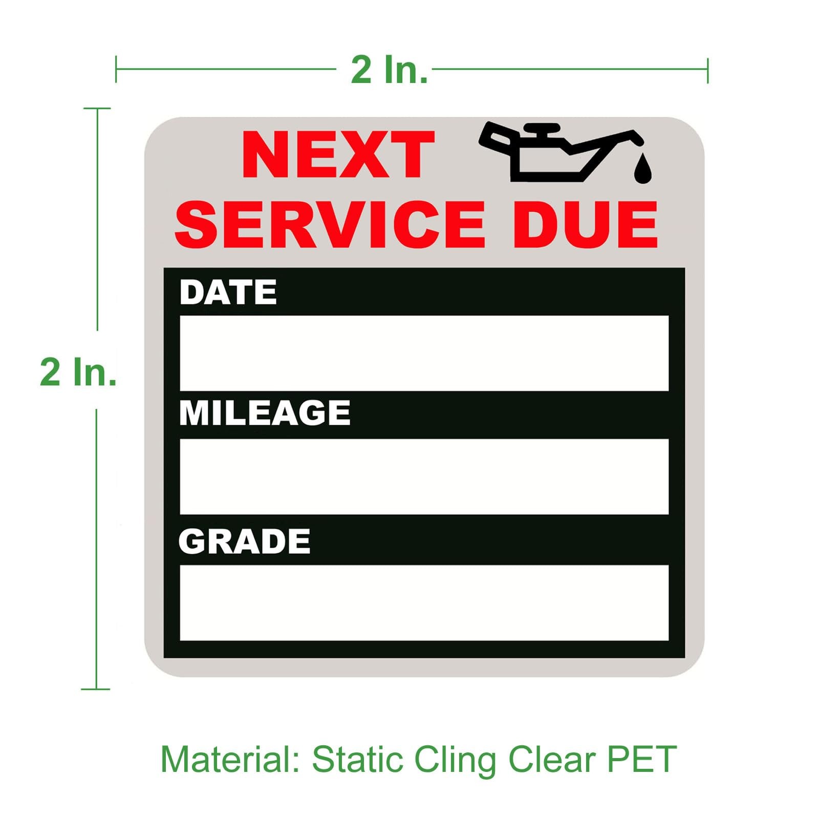 JINCH Oil Change Stickers Static Cling, 120pcs 2×2 Inches Clear