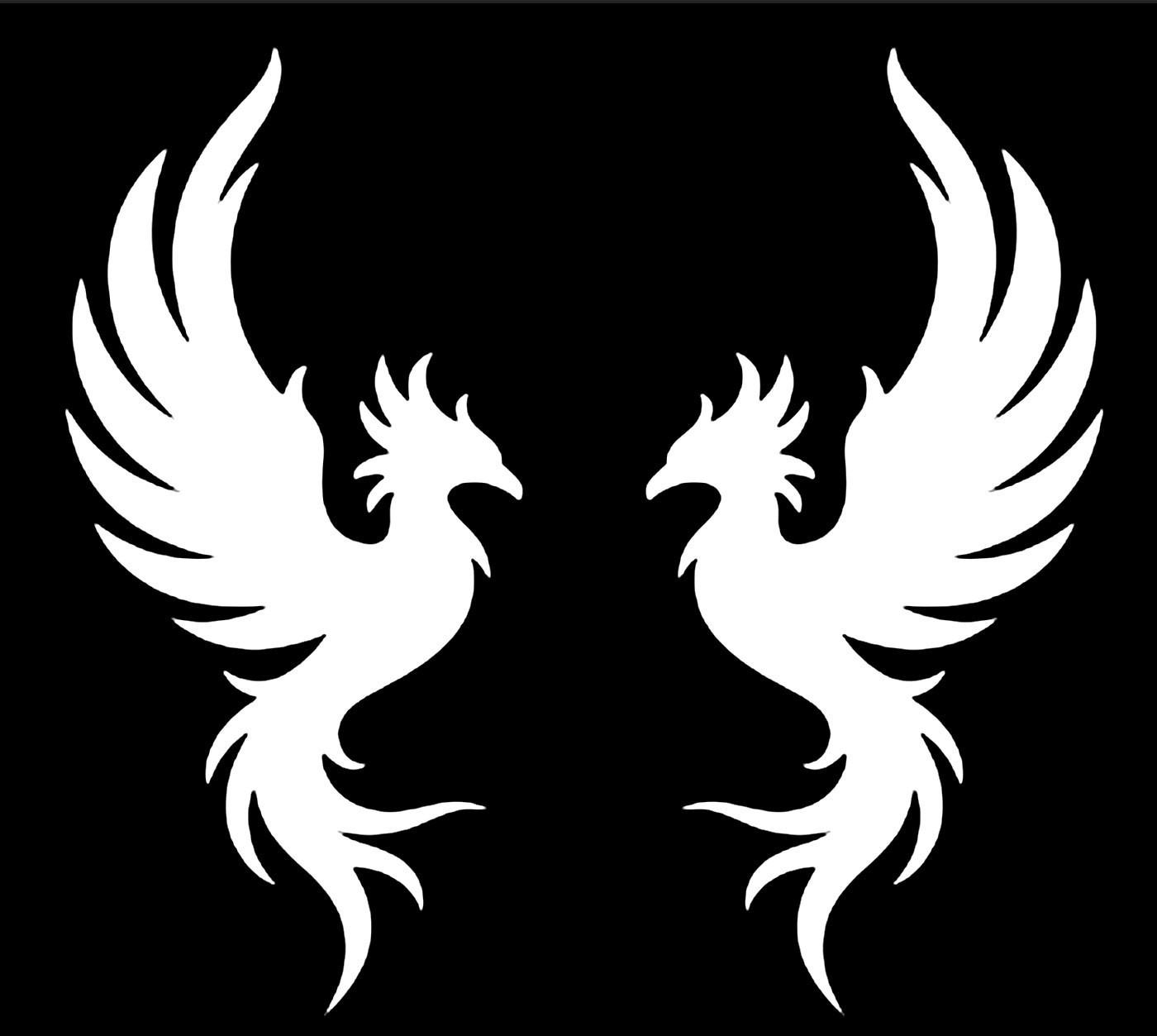 Phoenix Birds Two Mirrored Color Options Vinyl Decals Window Car Truck Van Bike