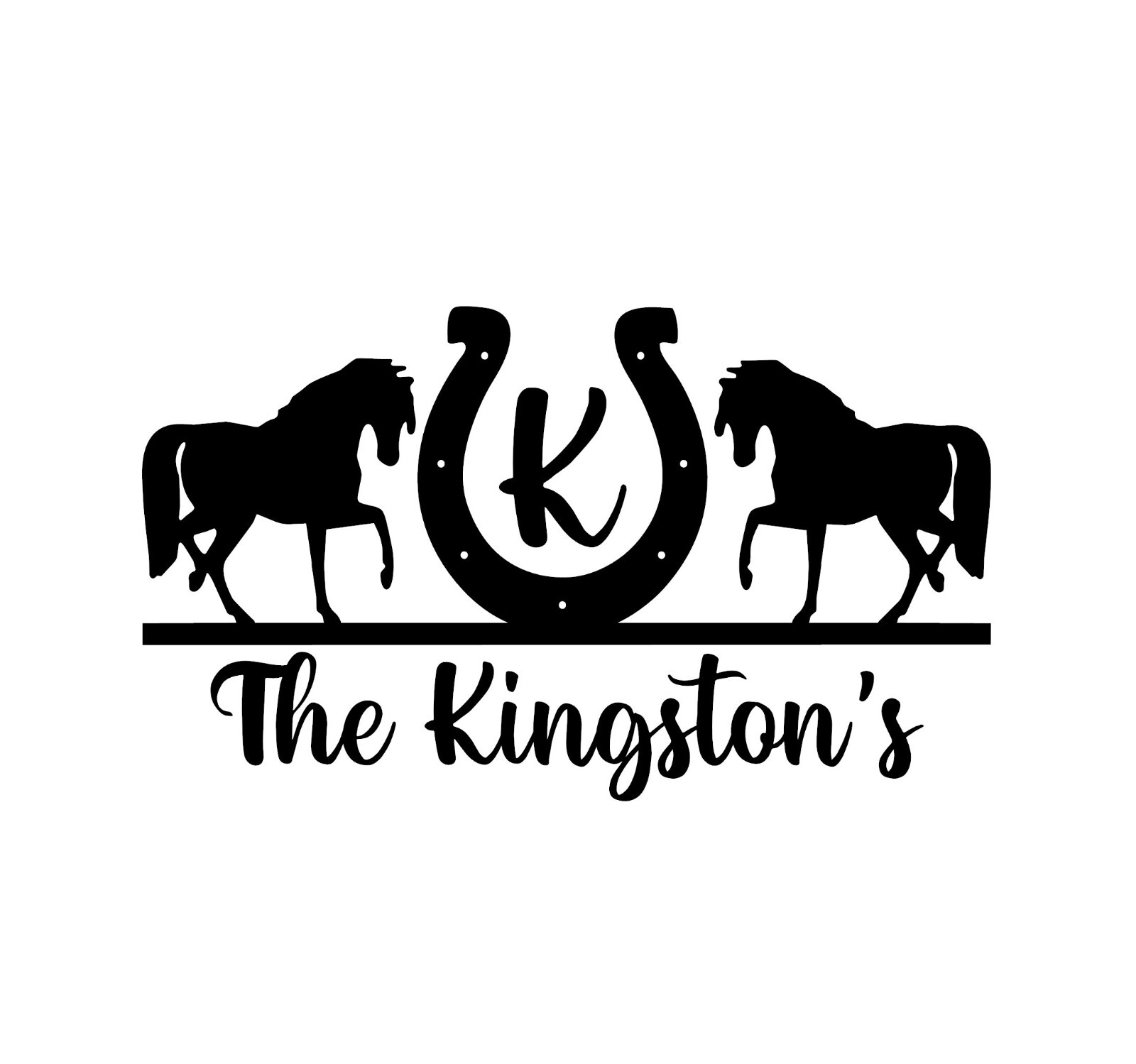 Horses and Horse Shoe Front Door Vinyl Decal Personalized with Name-Custom Made