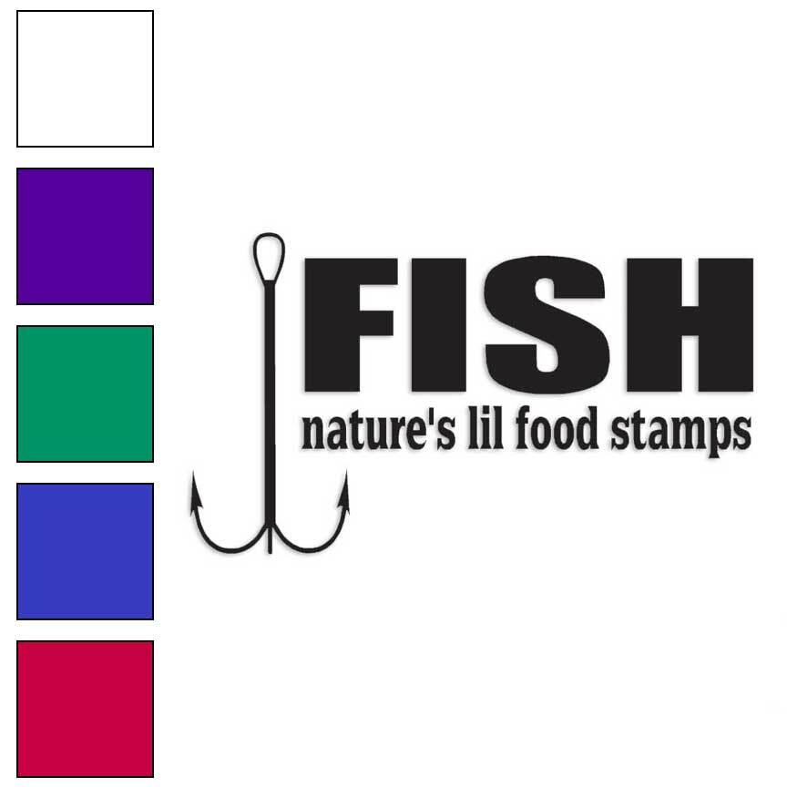 Fish Natures Food Stamps, Vinyl Decal Sticker, Multiple Colors & Sizes #1678