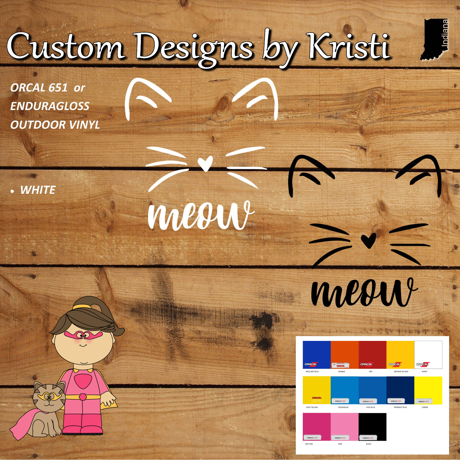 Cat Meow – Outdoor Vinyl Decal / Sticker – Available in 3" or 4" – 13 Colors