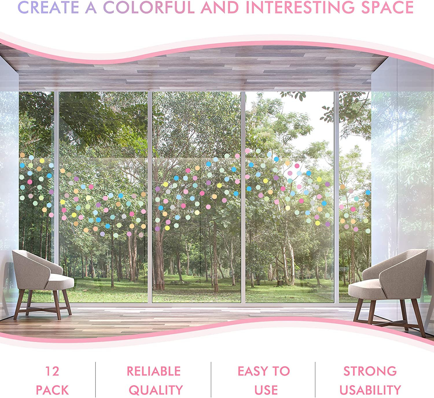 240 Pieces Polka Dots Wall Decals 2 Inch Multi-Color Rainbow Vinyl Dots Removabl