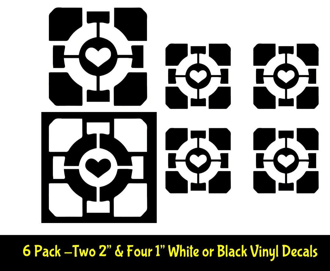 Portal Companion Heart Cube 6 PK Mini vinyl decal window laptop tablet cellphone