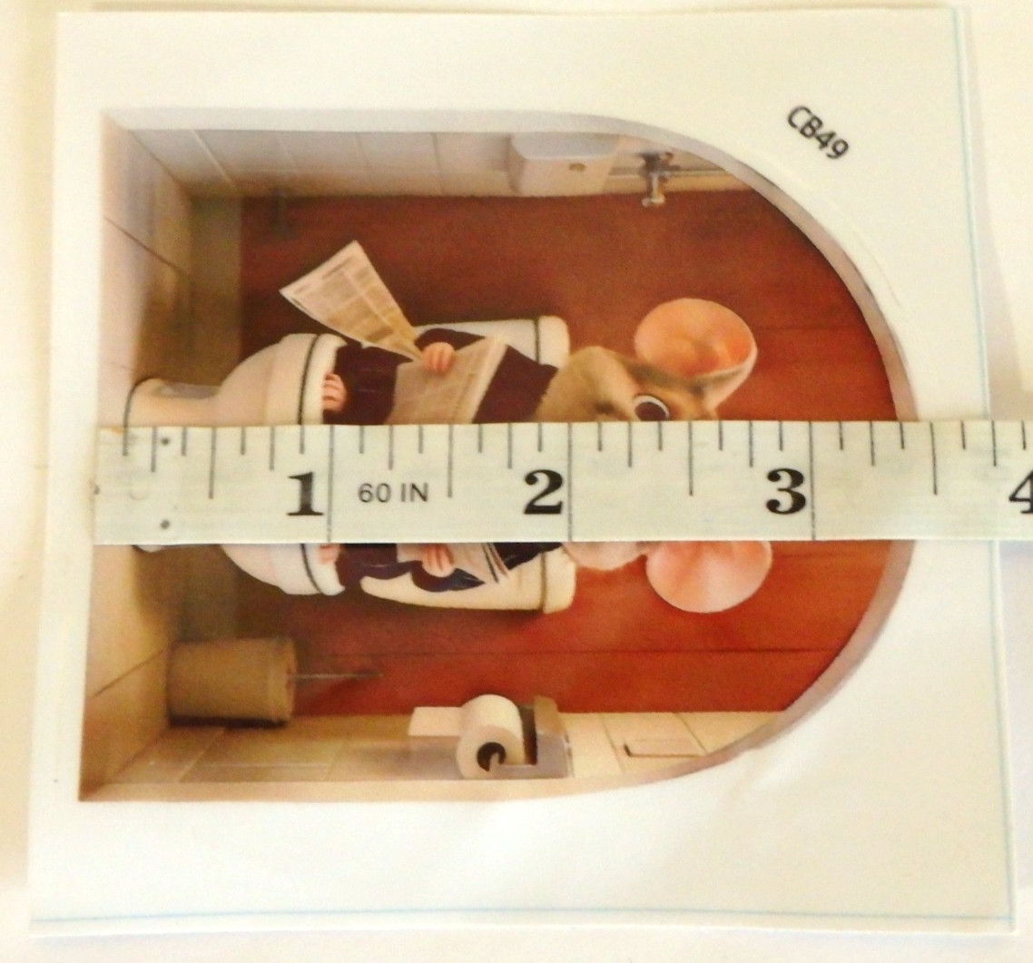 Mouse on Toilet in Mouse Hole – Wall Sticker 3" x 3.5" Vinyl Decal Sticker