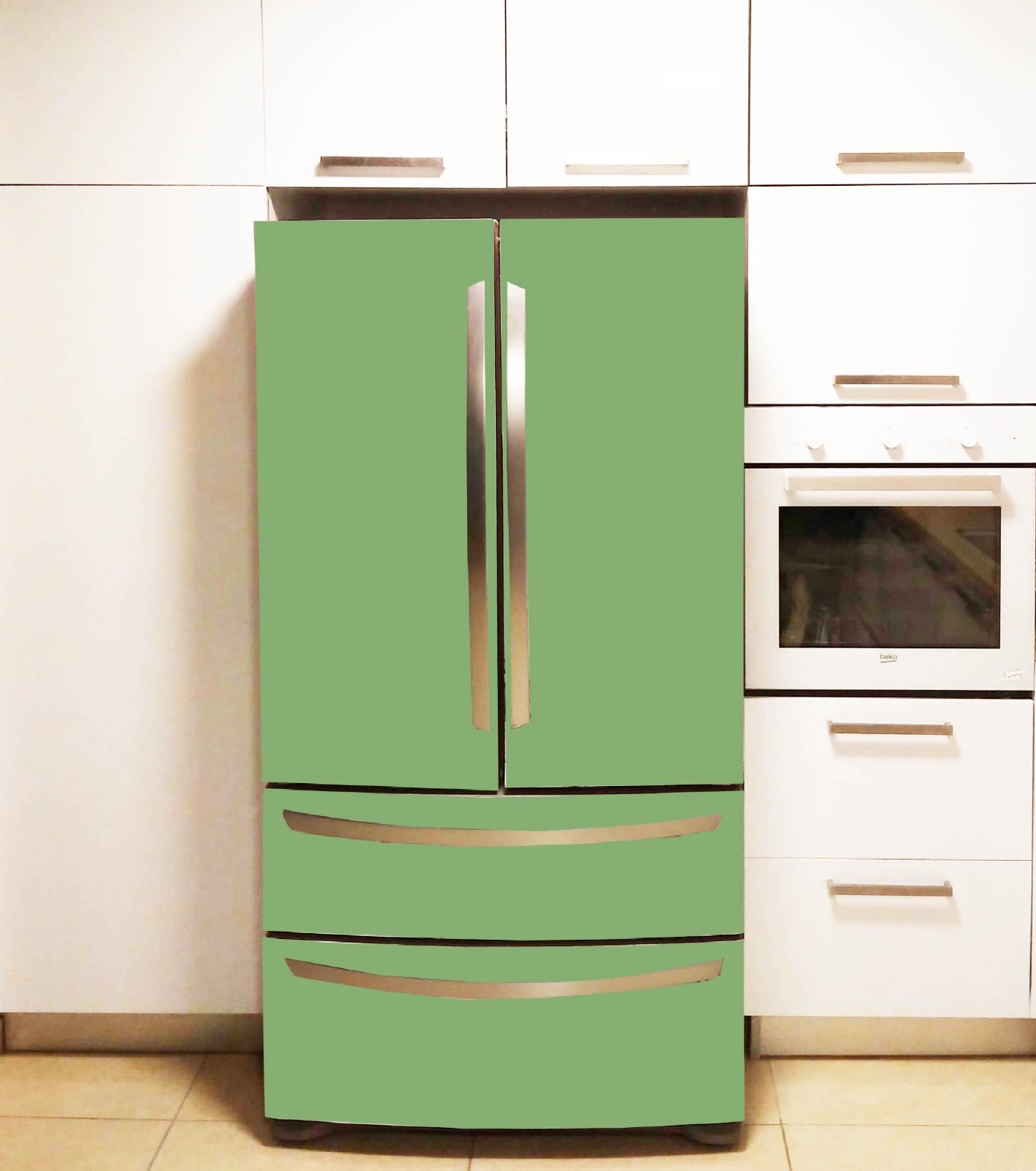 Sage Green Vinyl Refrigerator Cover – Simple and Sophisticated