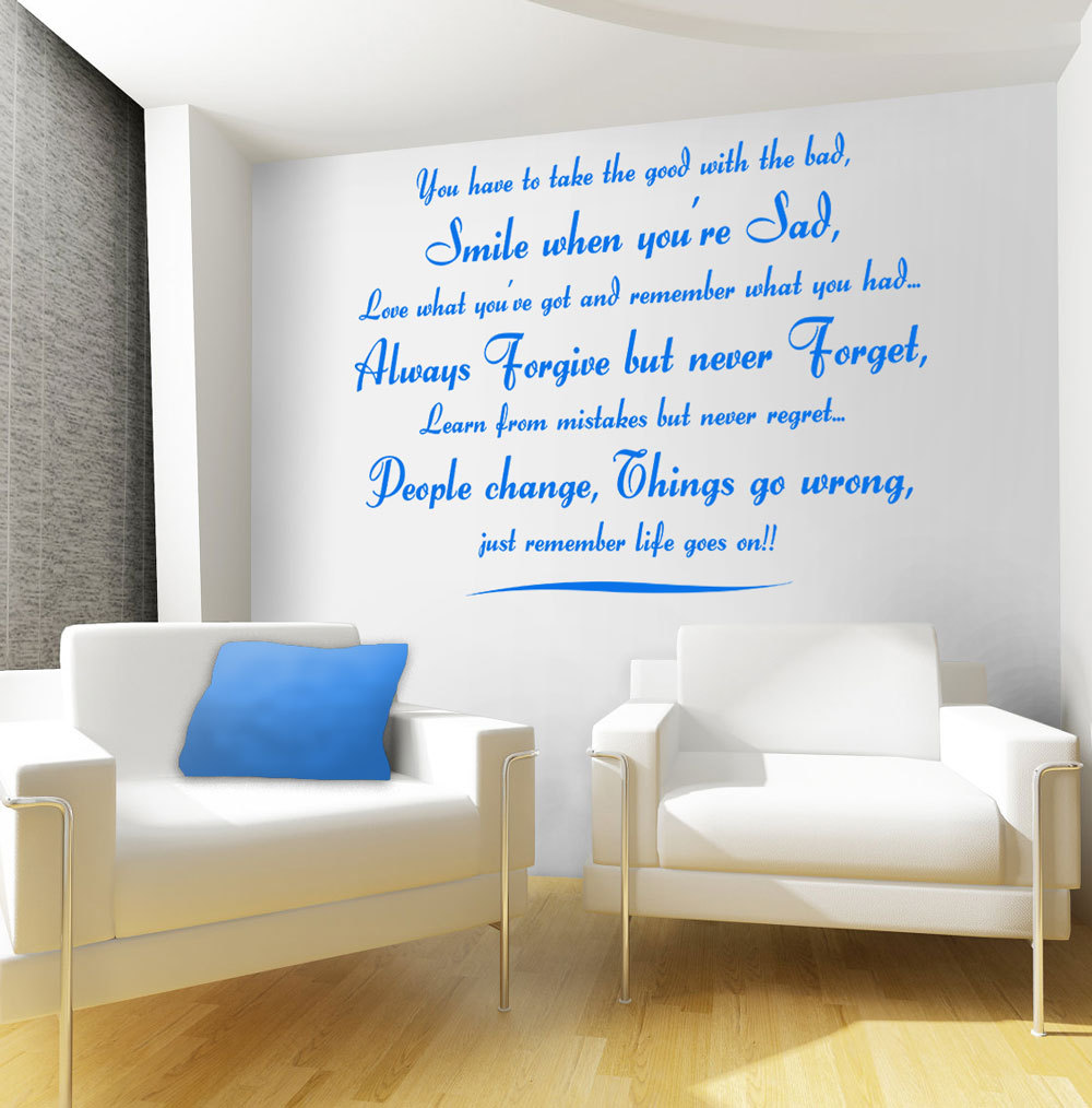 Life Goes on Quote Large Vinyl Art Wall Stickers Wall decals home decoration