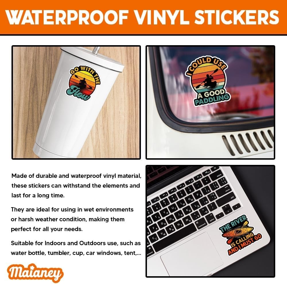 10Pcs, 3×3] Kayaking Sticker Pack – Funny Vinyl Stickers for Kayakers, River …
