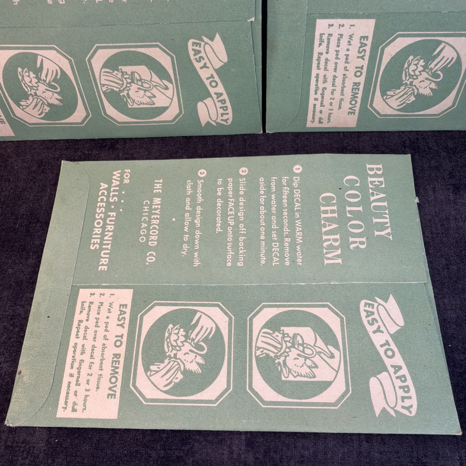 3 Meyercord Light Blue & Pink Swan Decals, Water Scene,Unused,Retro, Kitsch,MCM