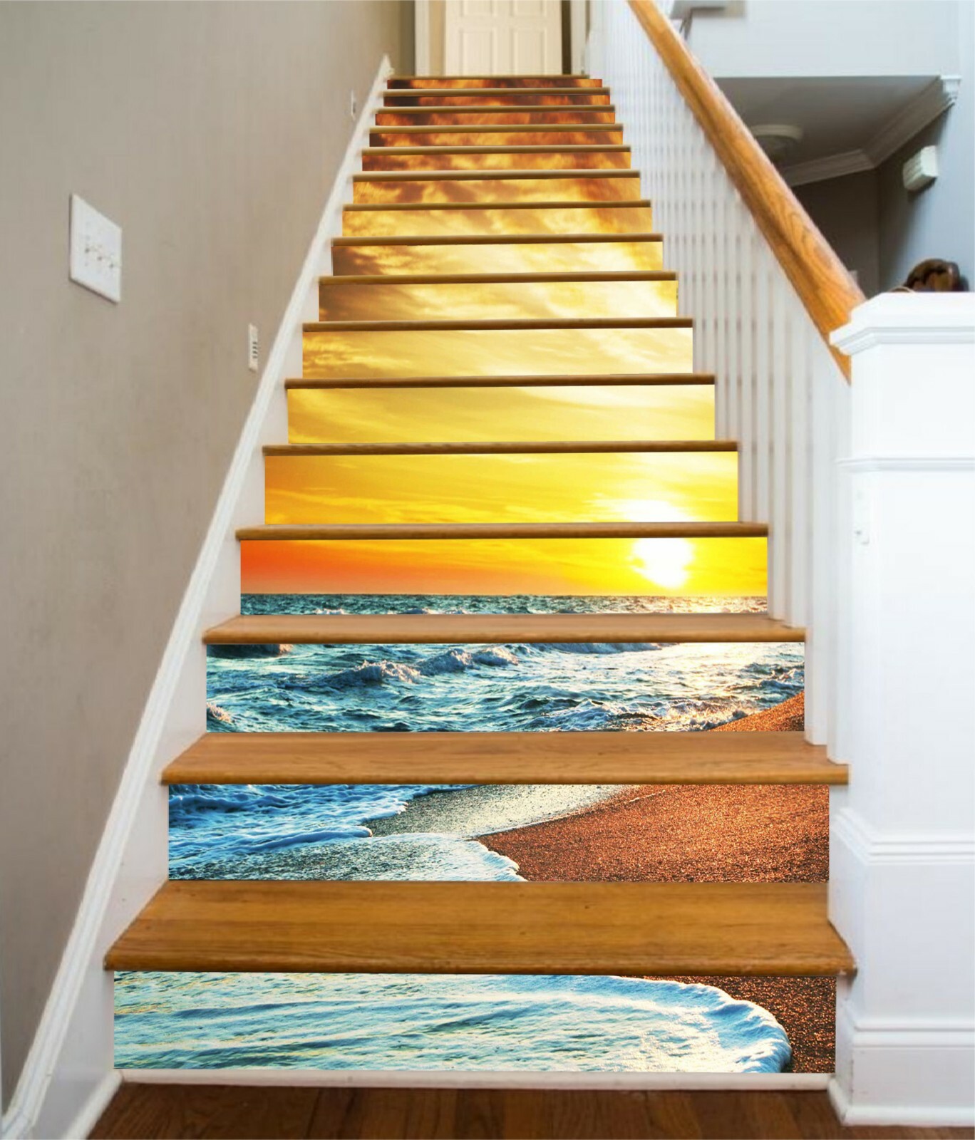 3D Beach Waves 985NA Stair Risers Decoration Photo Mural Decal Wallpaper Fay