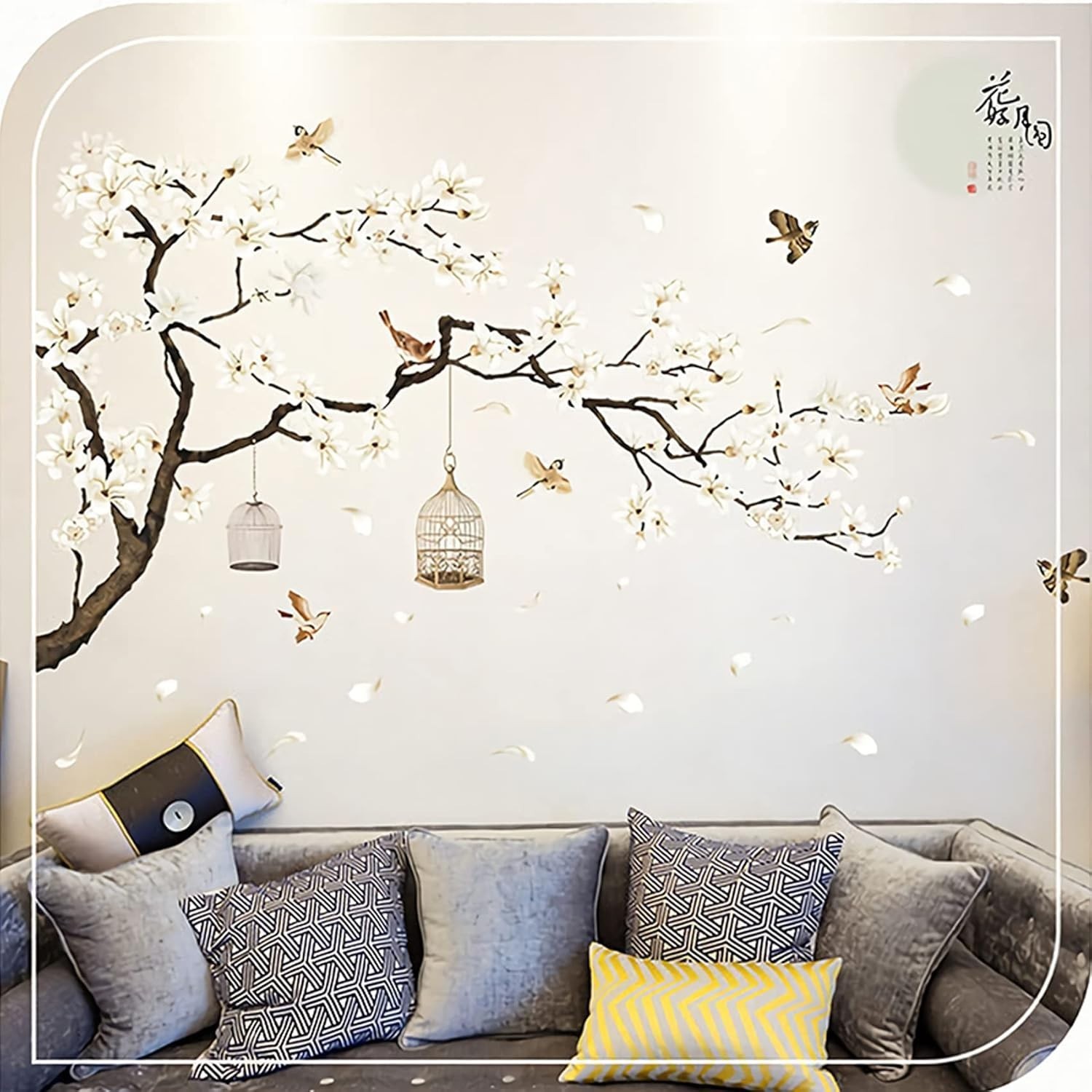 Large Cherry Blossom Tree Wall Stickers 50x74in Removable Peel & Stick Deco