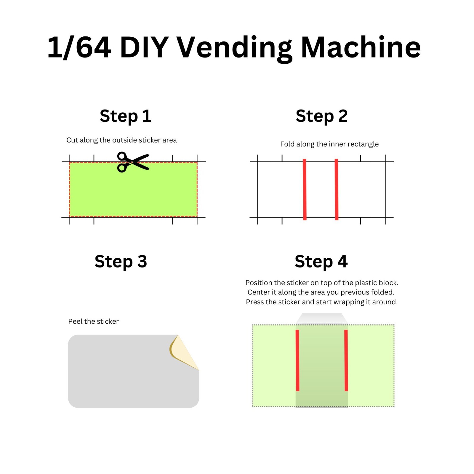 1/64 DIY Diorama Vending Machine SET OF 4 Blocks & CHOOSE 4 STICKERS S Scale