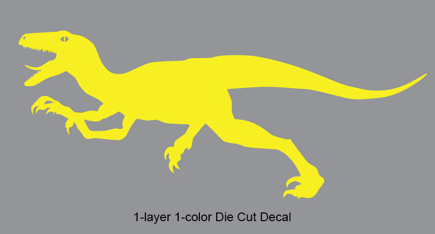 Dinosaur – Running Velociraptor #6 – Jurassic Period – 4-21" wide – DieCut Decal