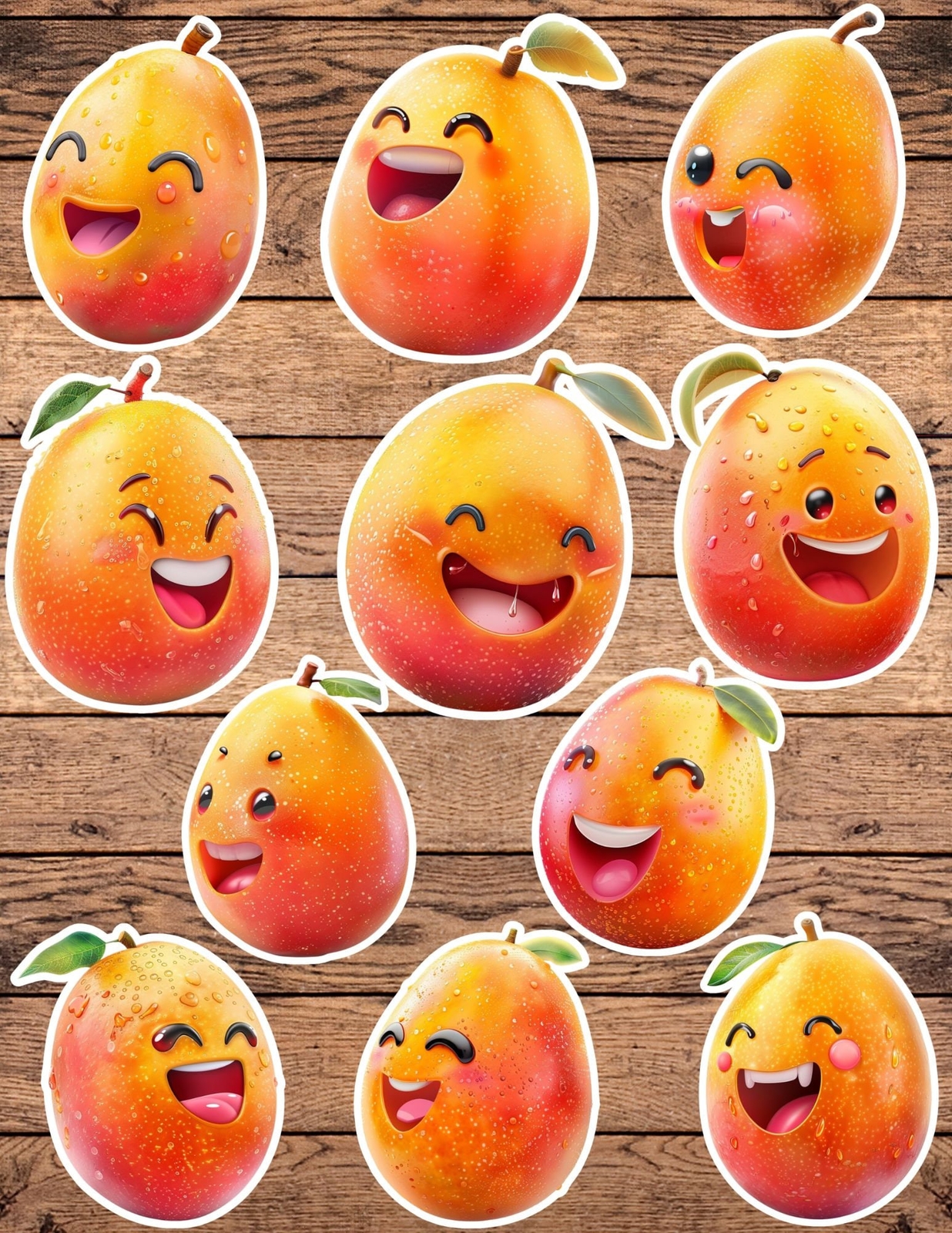 Silly Face Mango Stickers Set Laptop Sticker WaterBottle Sticker