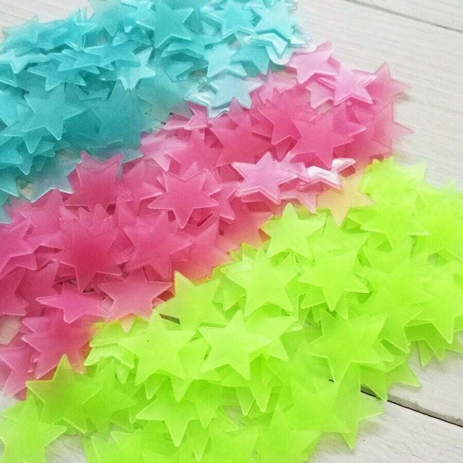 100pcs Glow In The Dark Stars Luminous Wall & Ceiling Star Stickers Home Decor