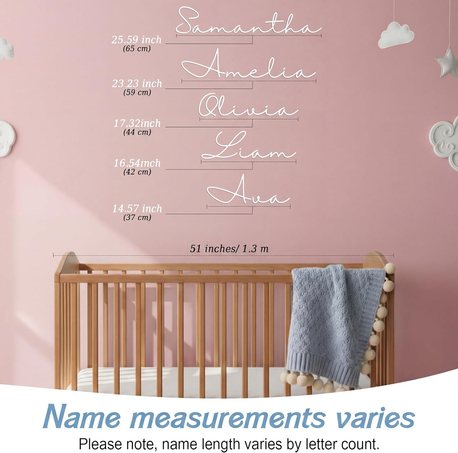 Personalized Name Wall Decal Large Cursive Letter Stickers Big Alphabet Custom S