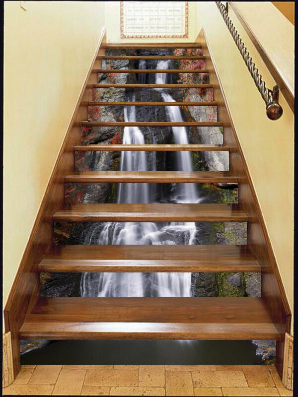 3D Falls Mountain ZHU425 Stair Risers Decoration Photo Mural Vinyl Wallpaper Amy