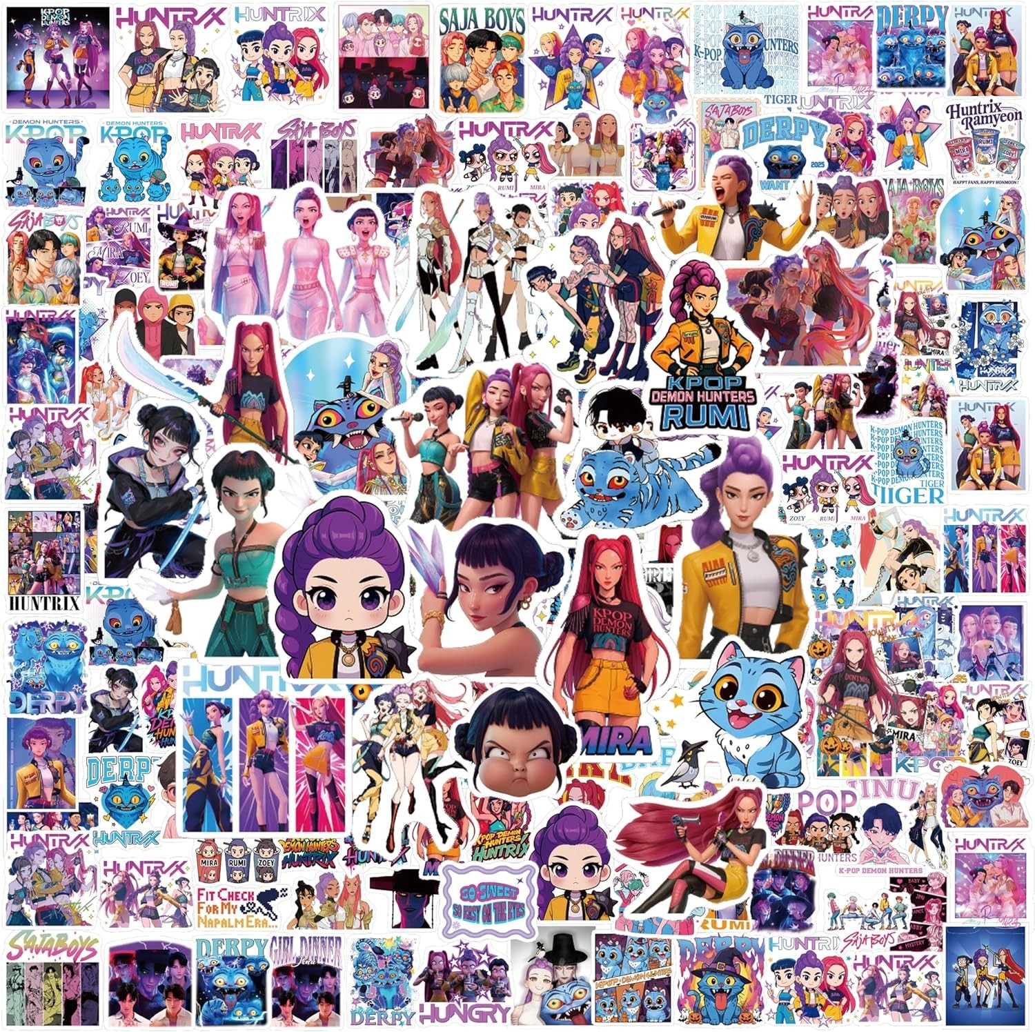 400Pcs Demon Hunters Birthday Decorations Cute Kawaii Girl Group Decal Pack