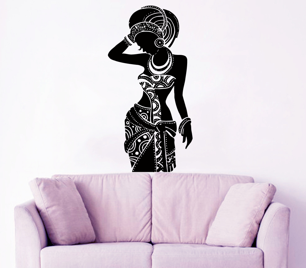 Africa Wall Decal Tribal African Woman Boho Vinyl Stickers Bedroom Decor KI120