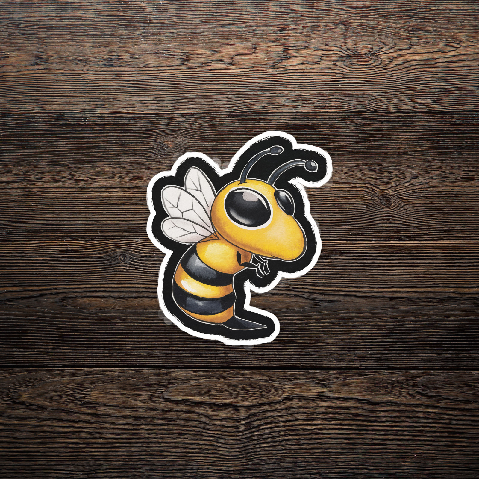 Cute Bee Sticker – Adorable Bumblebee Cartoon Vinyl Decal for Laptop, Phone, Car
