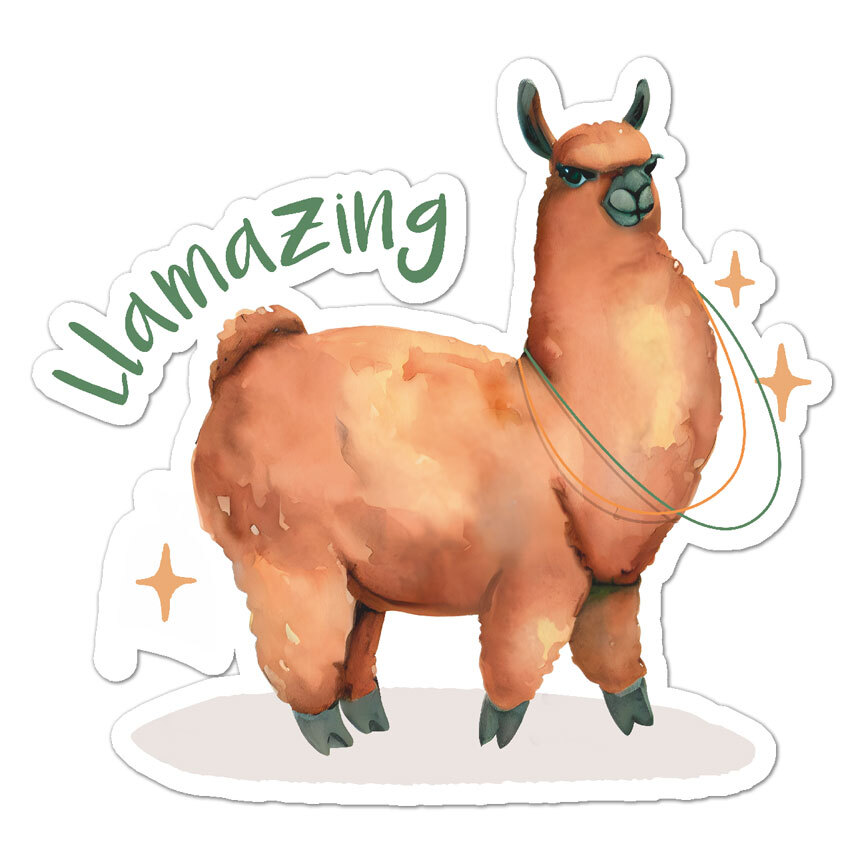Llamazing Llama, Vinyl Decal Sticker, Indoor Outdoor, 3 Sizes, #9143