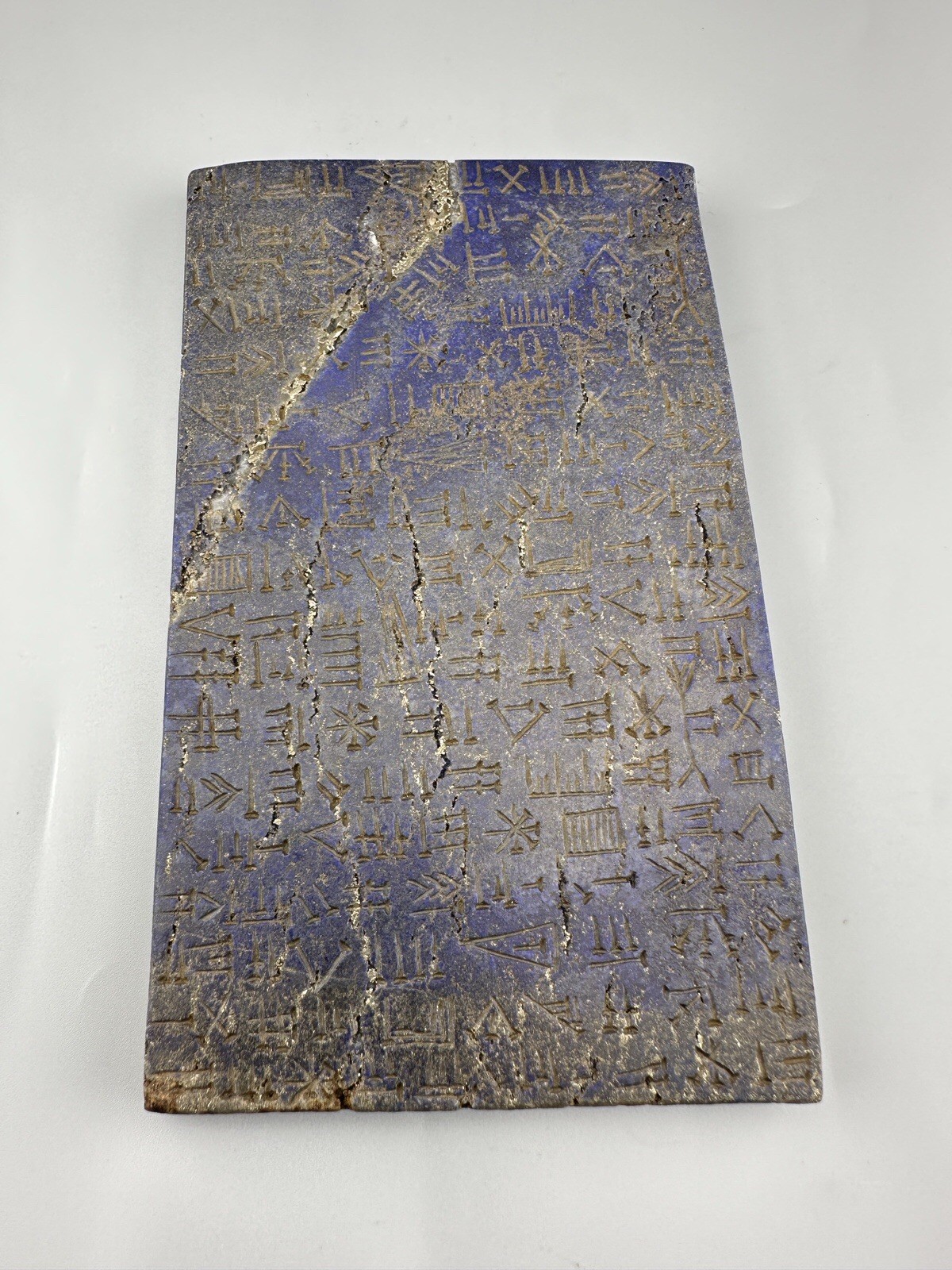 Lapis Lazuli Carved Till Shape Unique Design And Writing