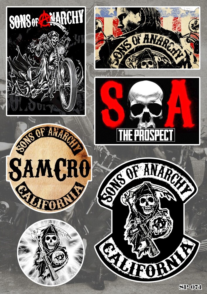 Sons Of Anarchy Sticker Pack | SAMCRO Grim Reaper Skull Biker Motorcycle Logo