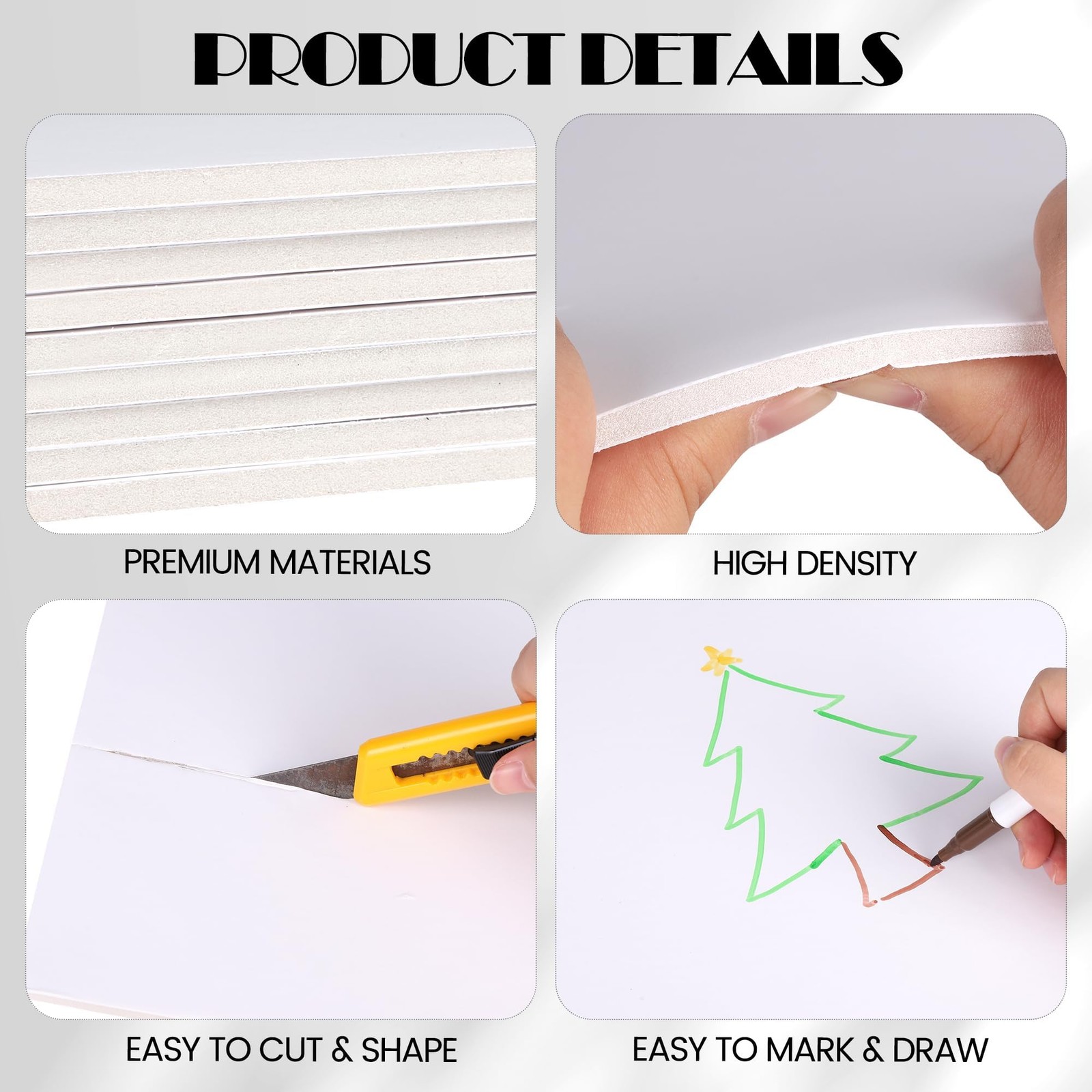 Elcoho 4 Pack White Foam Board, 24 x 36 Inch Acid-Free 24 x 36 Inch, white