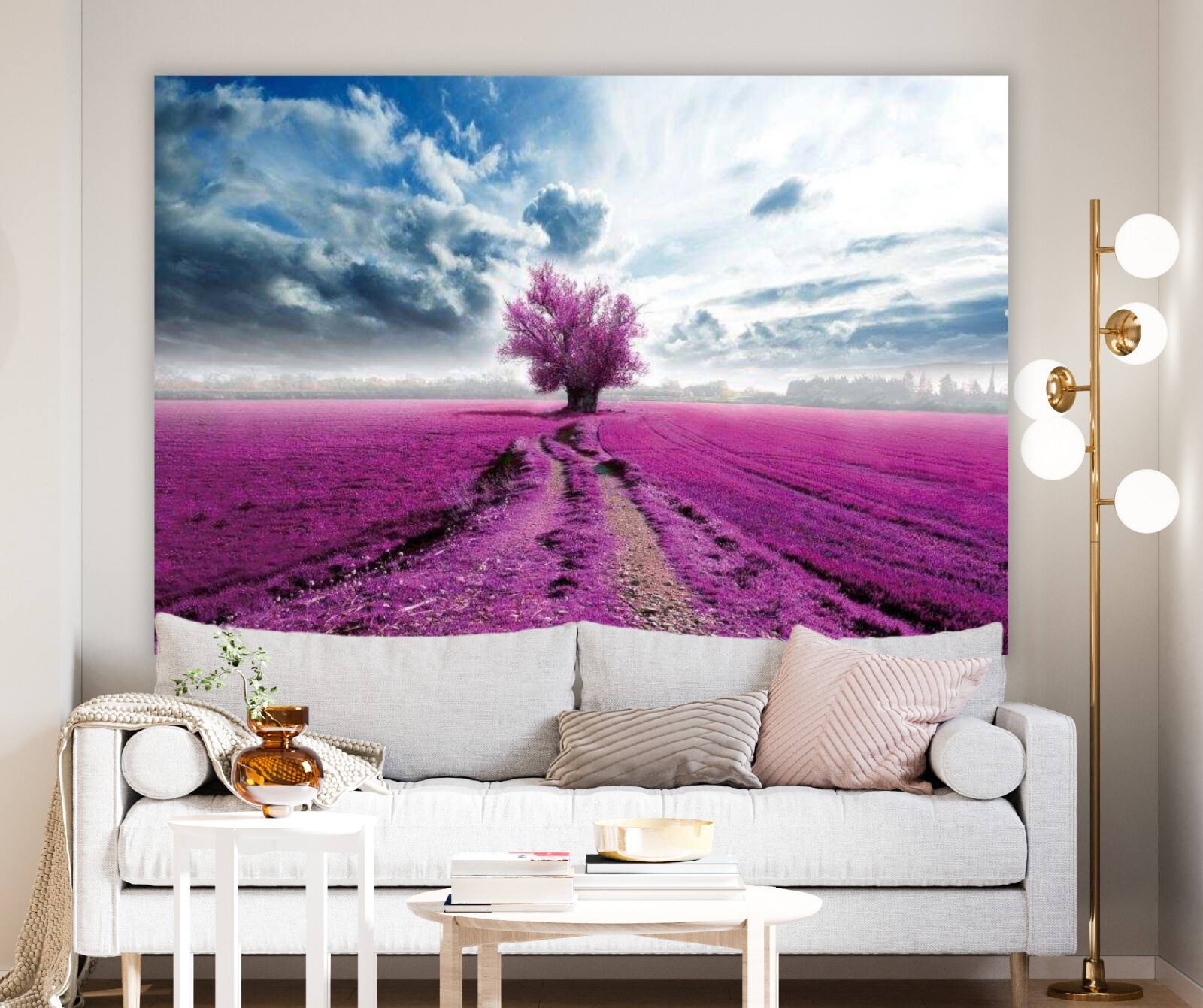 Boho Display Wall Art Decor; Bohemian Lavender Fields Large Bedroom Artwork