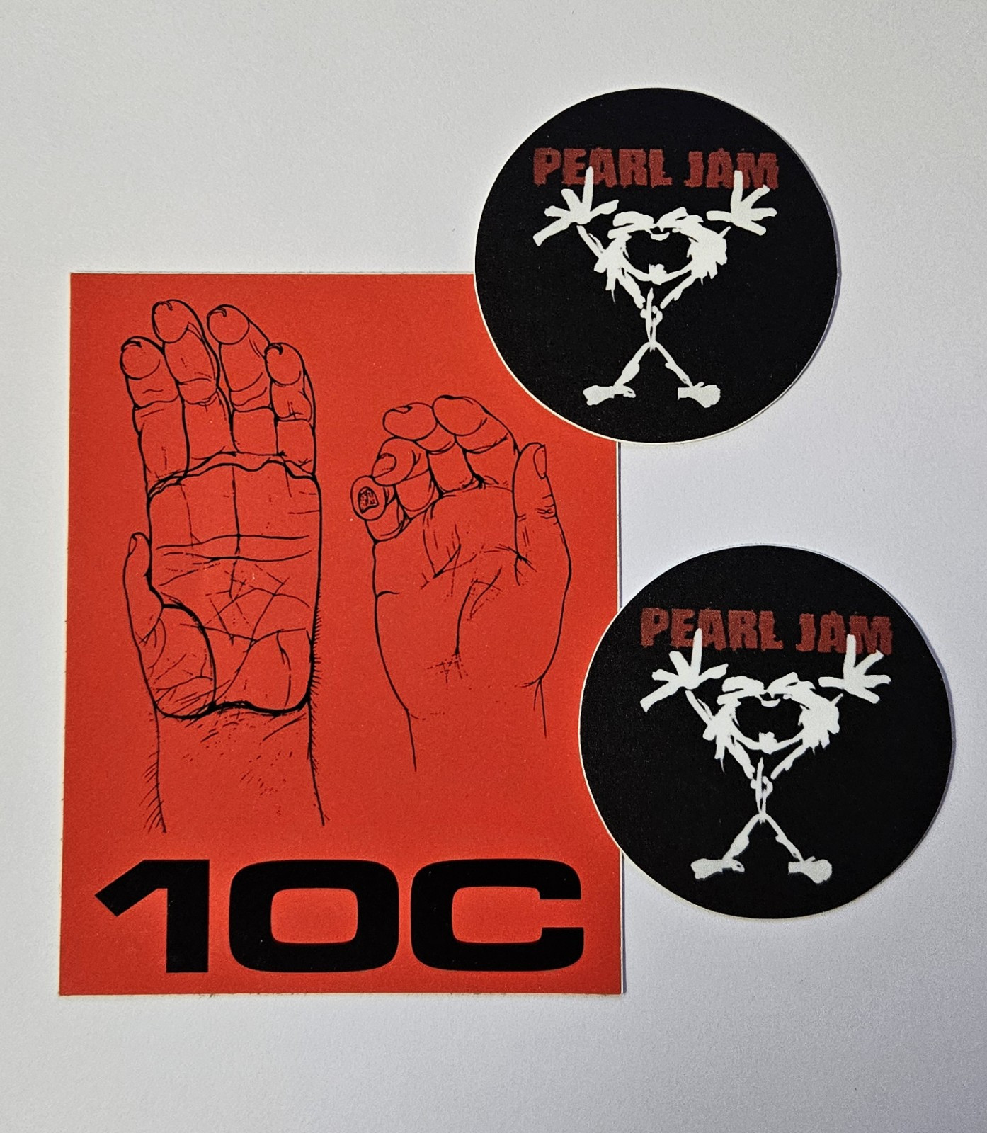 Pearl Jam Sign Language Hand Sticker Tenclub OOP Rare +2 Round Stickman