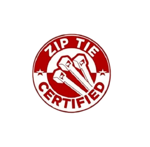 ZIP TIE CERTIFIED – 3" (h) x 3" (w) Vinyl Sticker NEW / Shipping Included