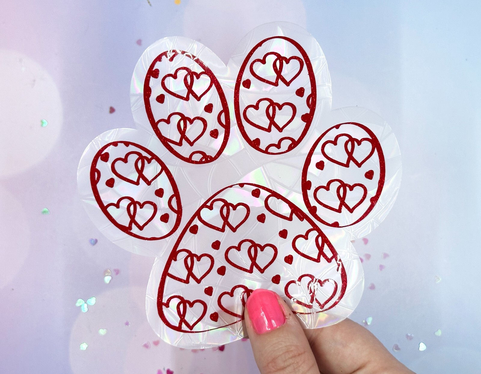 Paw Sticker Window Cling Suncatcher Red Heart Decal Rainbow Maker Prism
