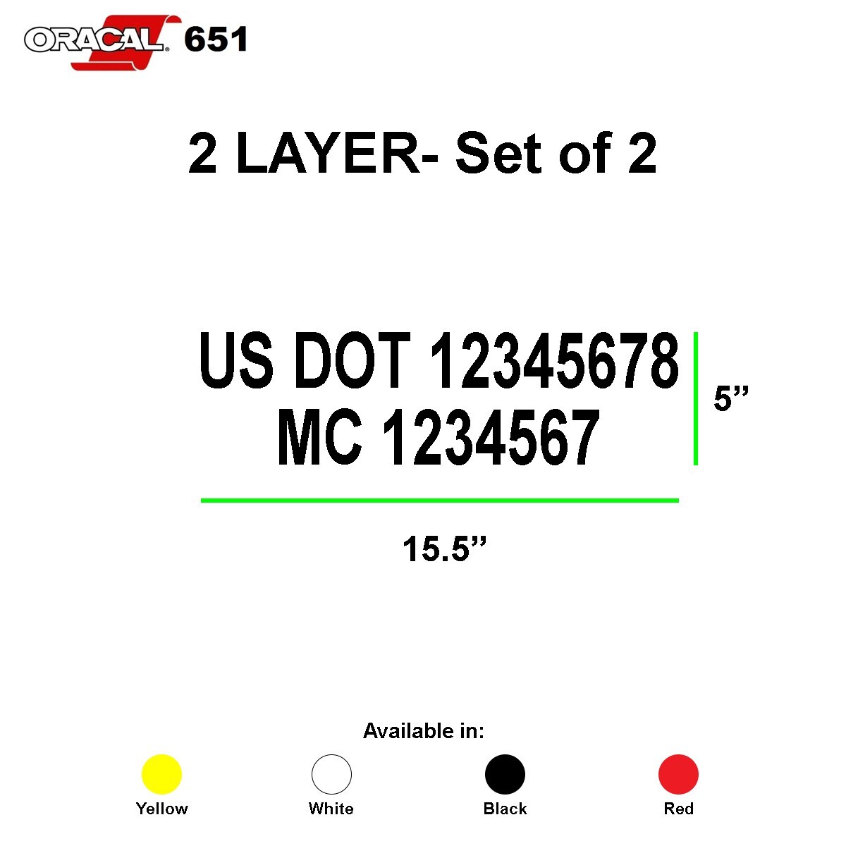 Set of 2 Custom US DOT USDOT mc Decal Logo Semi Truck Number Lettering Sticker
