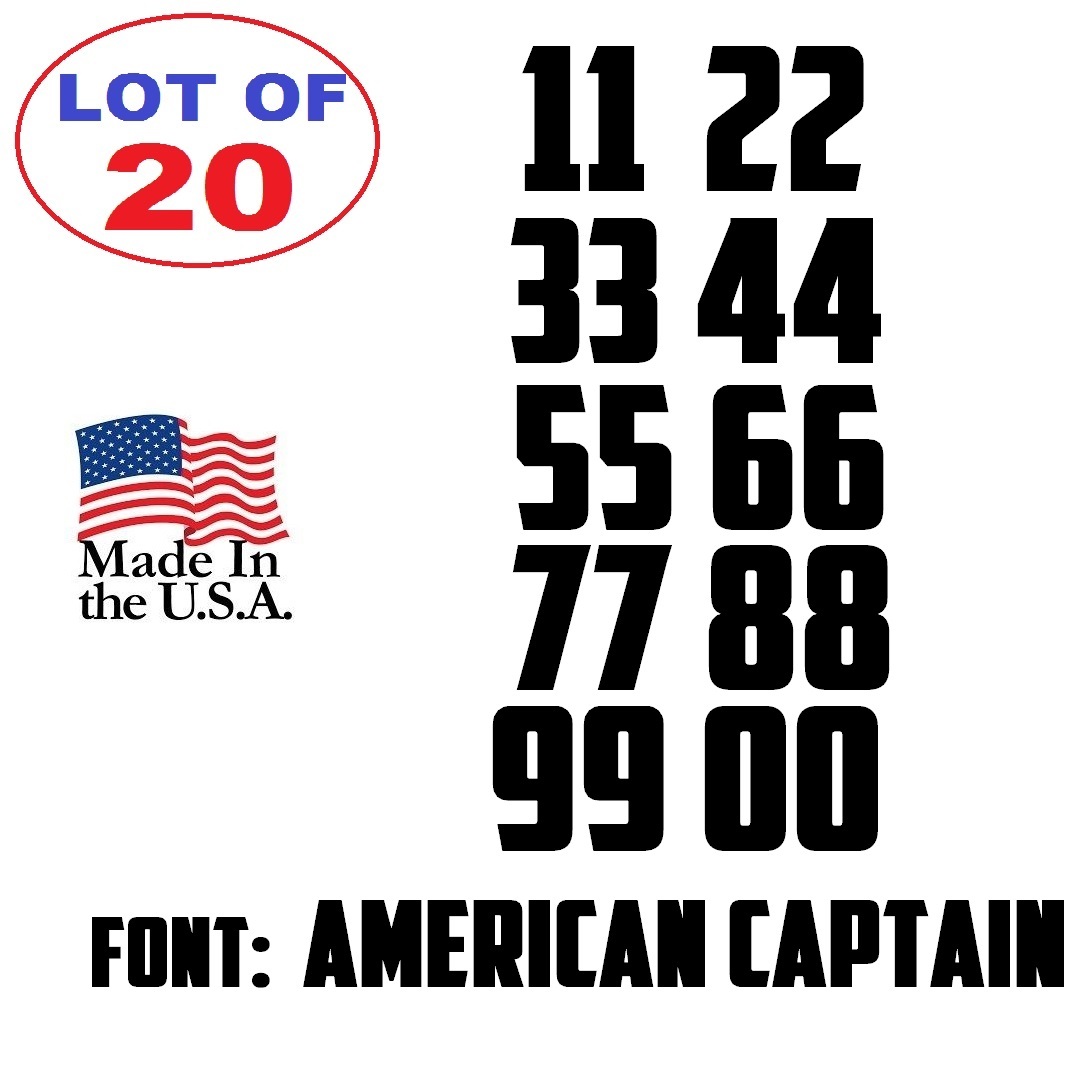 Lot of 20 Vinyl Street Address,Mailbox Number Decal Stickers BOLD AMERICAN CAPTA