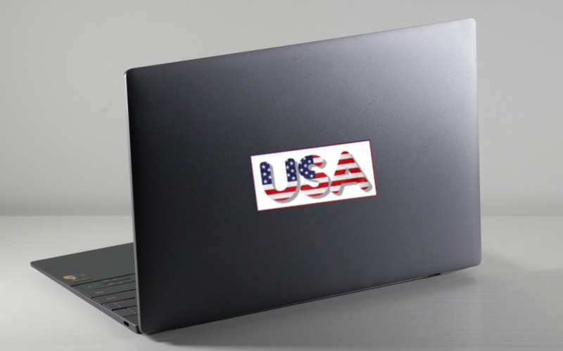 USA white vinyl sticker 4in x 2in