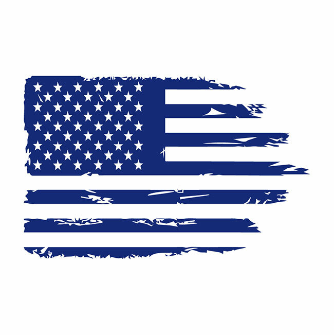 Automotive Distressed American Flag Die Cut Decal Multiple color
