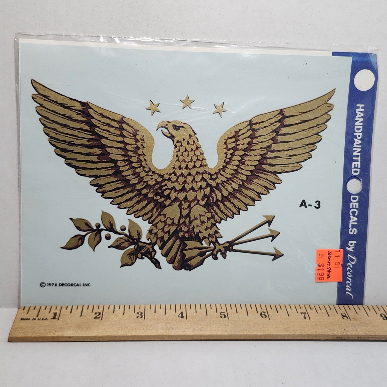 Hand painted Decal By Decorcal A-3 Vintage 1978 Eagle America Stars New Sealed