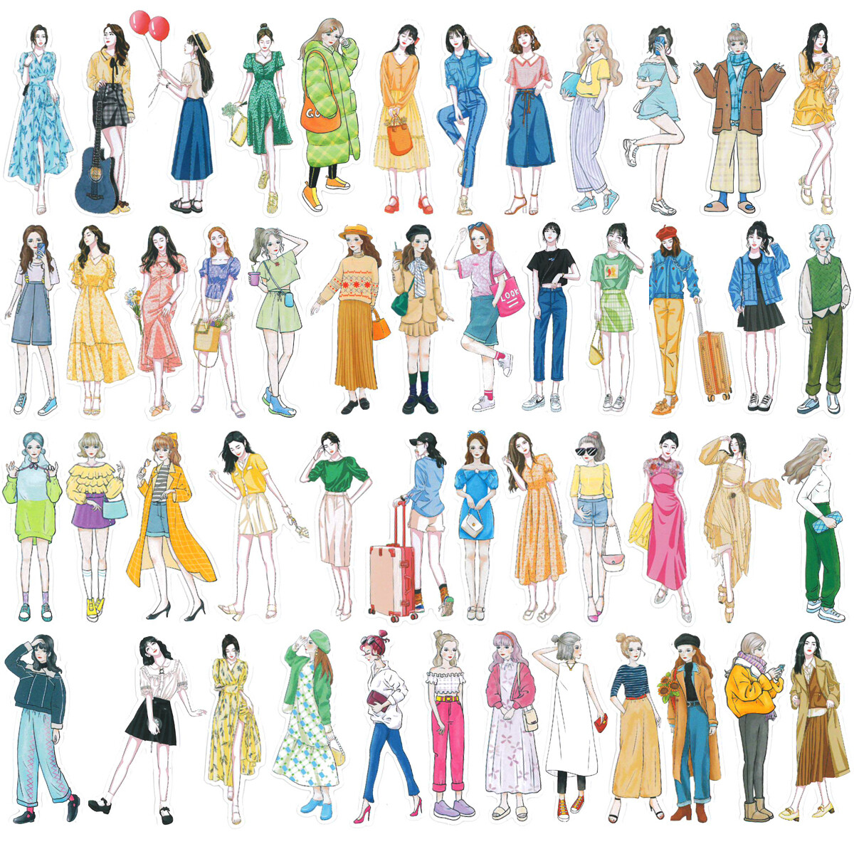 Wrapables Fashion Women People Vinyl Stickers for Scrapbooking, Journaling