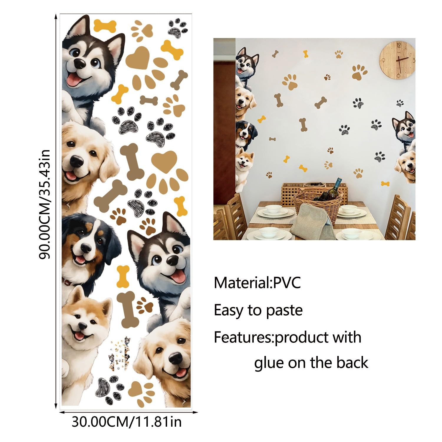Dog Wall Decor Paw Print Stickers Decal Dog Door Room Pup Art Wall Decor for