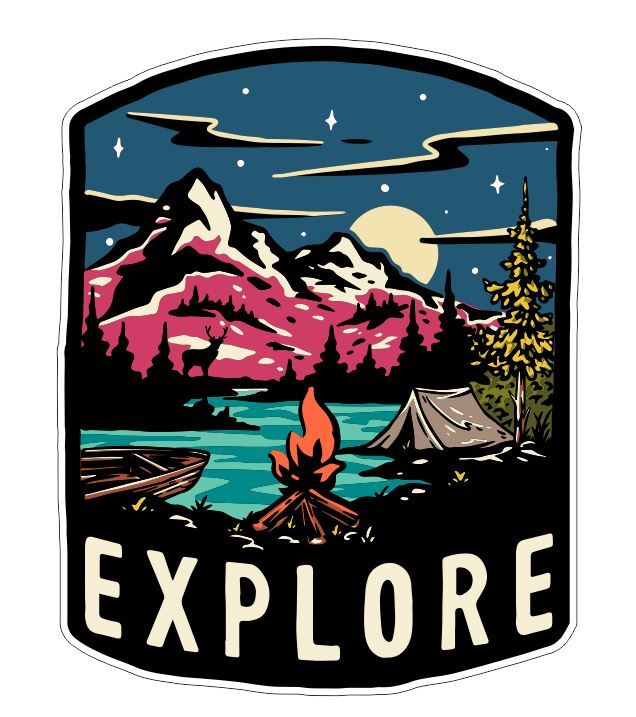 Explore Camping Hiking Sticker A68