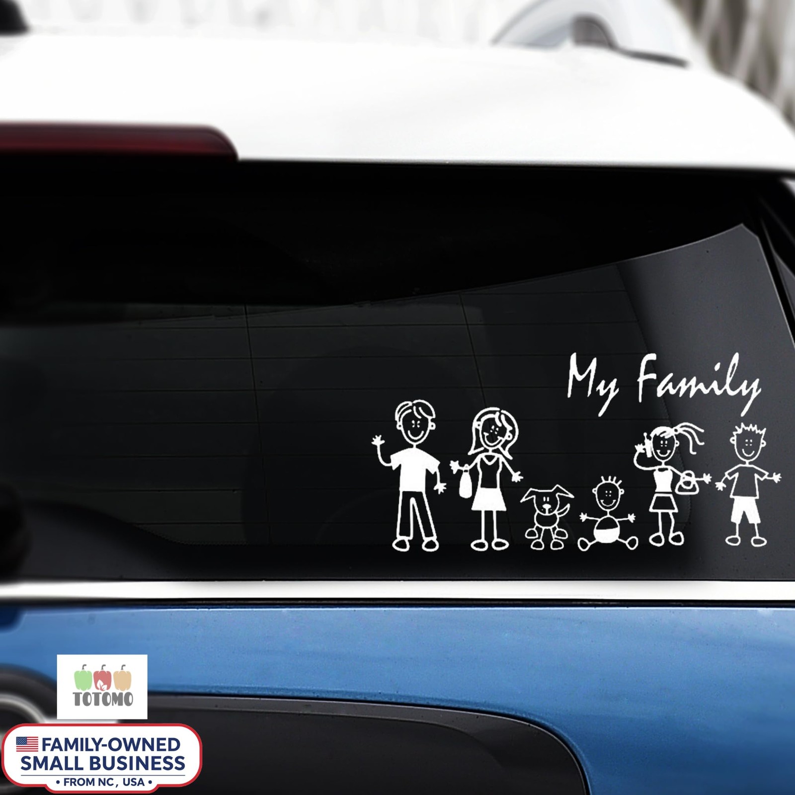 TOTOMO 13 Stick Figure My Family Car Stickers (Style#1) with Pet Dog Cat Fami…