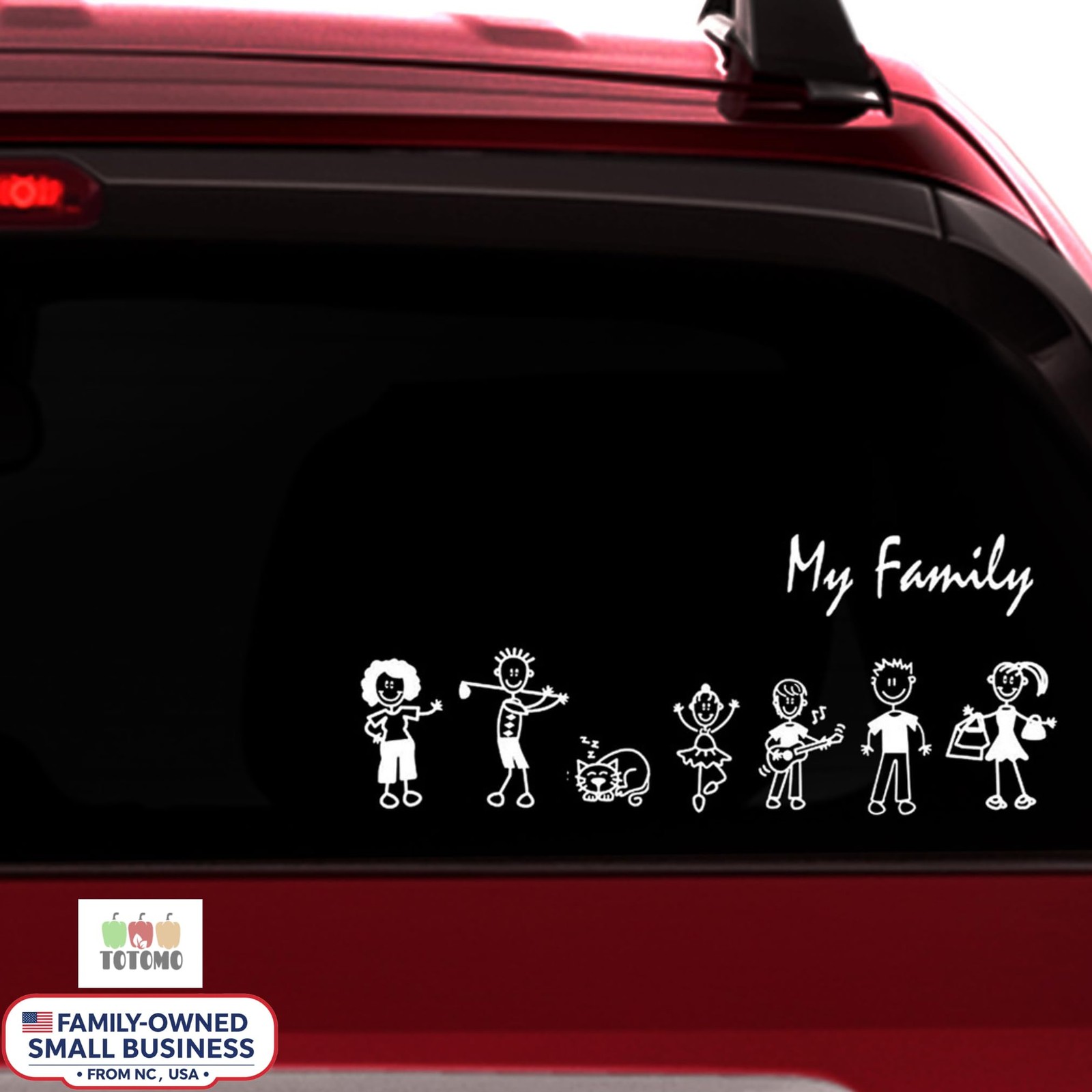 TOTOMO 13 Stick Figure My Family Car Stickers (Style#1) with Pet Dog Cat Fami…