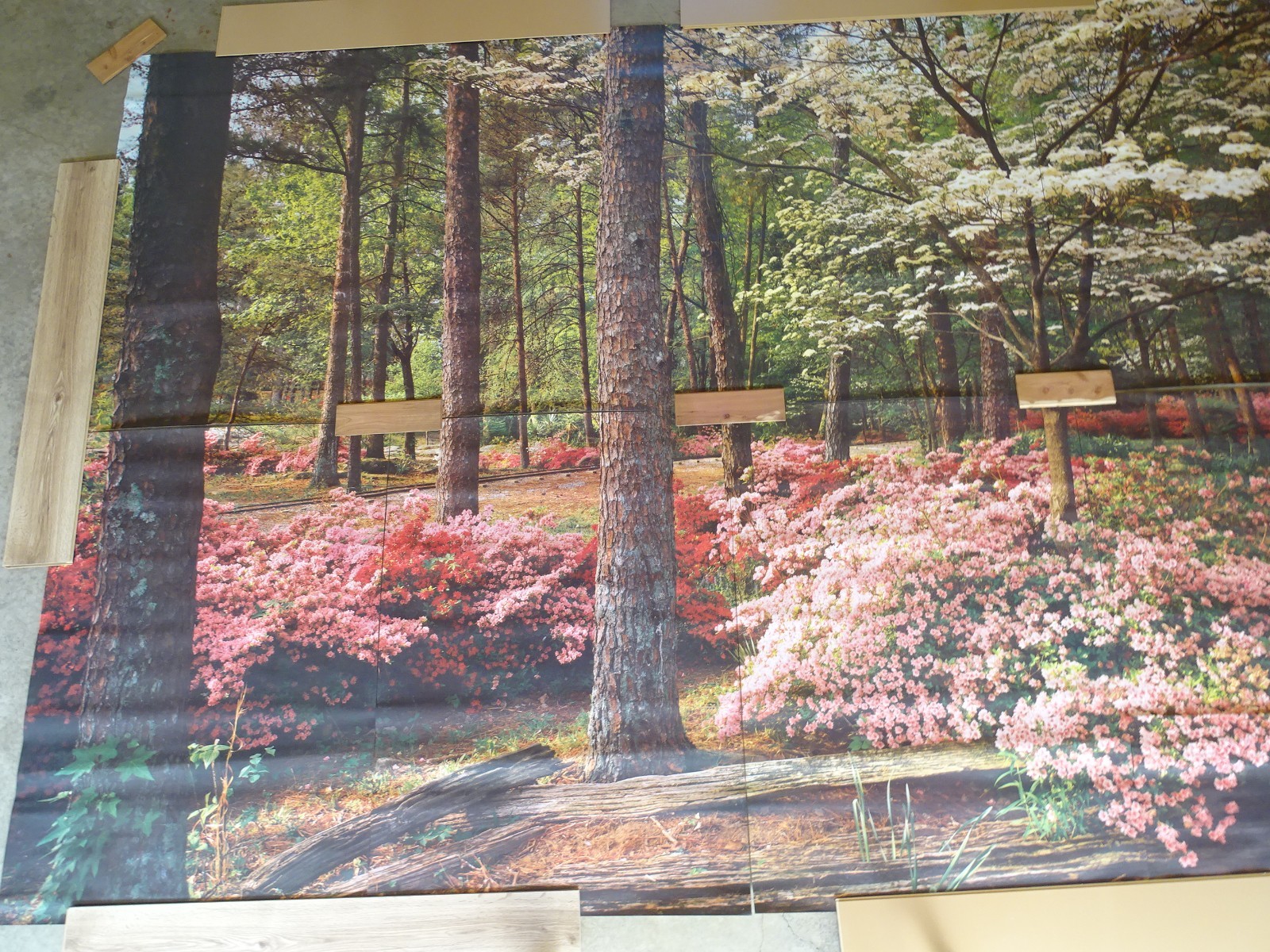 Full Wall Photo Mural Azaleas & Dogwoods Trees Railroad Track 8’ 8” x 12’ 6” NOS