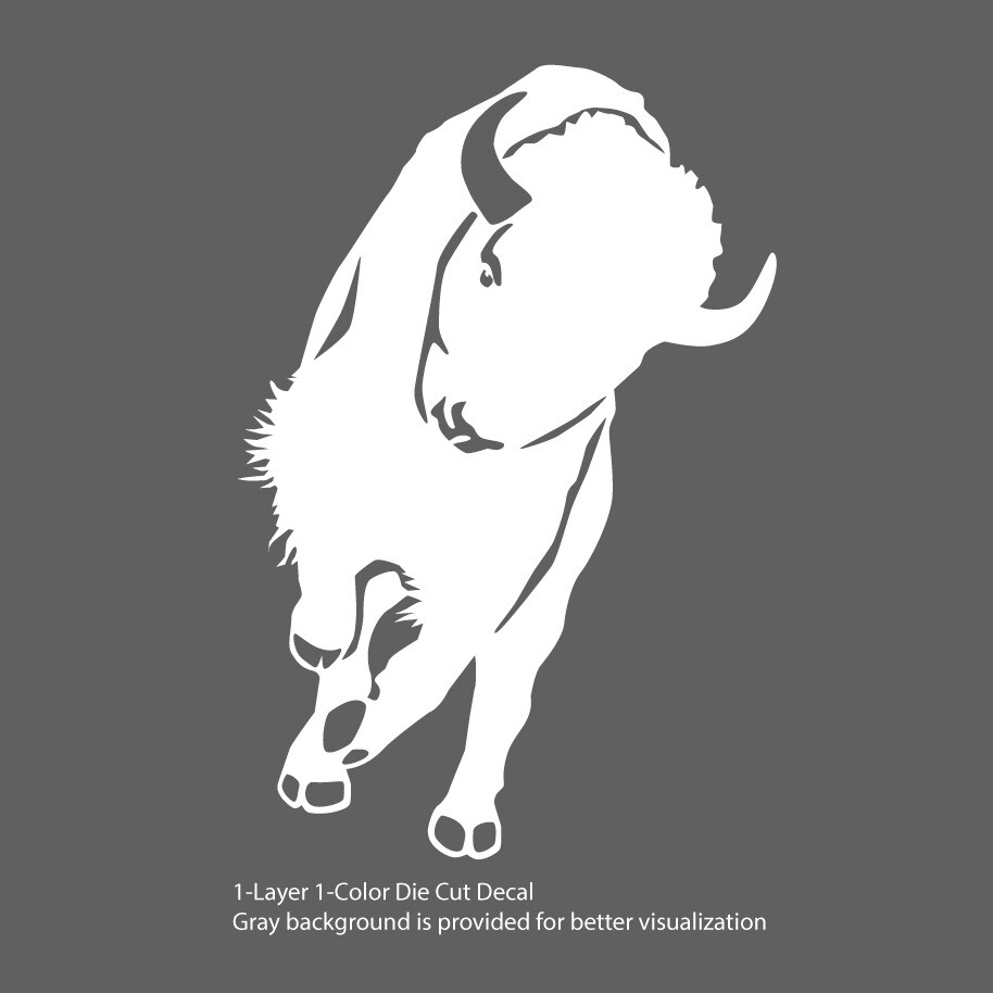 Bison Ox Charging 6 Prairie Run White or Black Decal 6Yrs Outdoor Vinyl Sticker