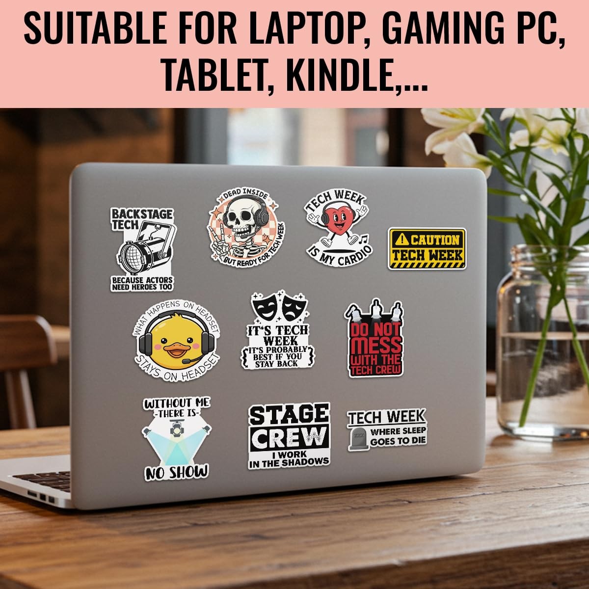TODOLIA (10Pcs-3in) Tech Week Stage Crew Sticker Pack, Funny Broadway Show